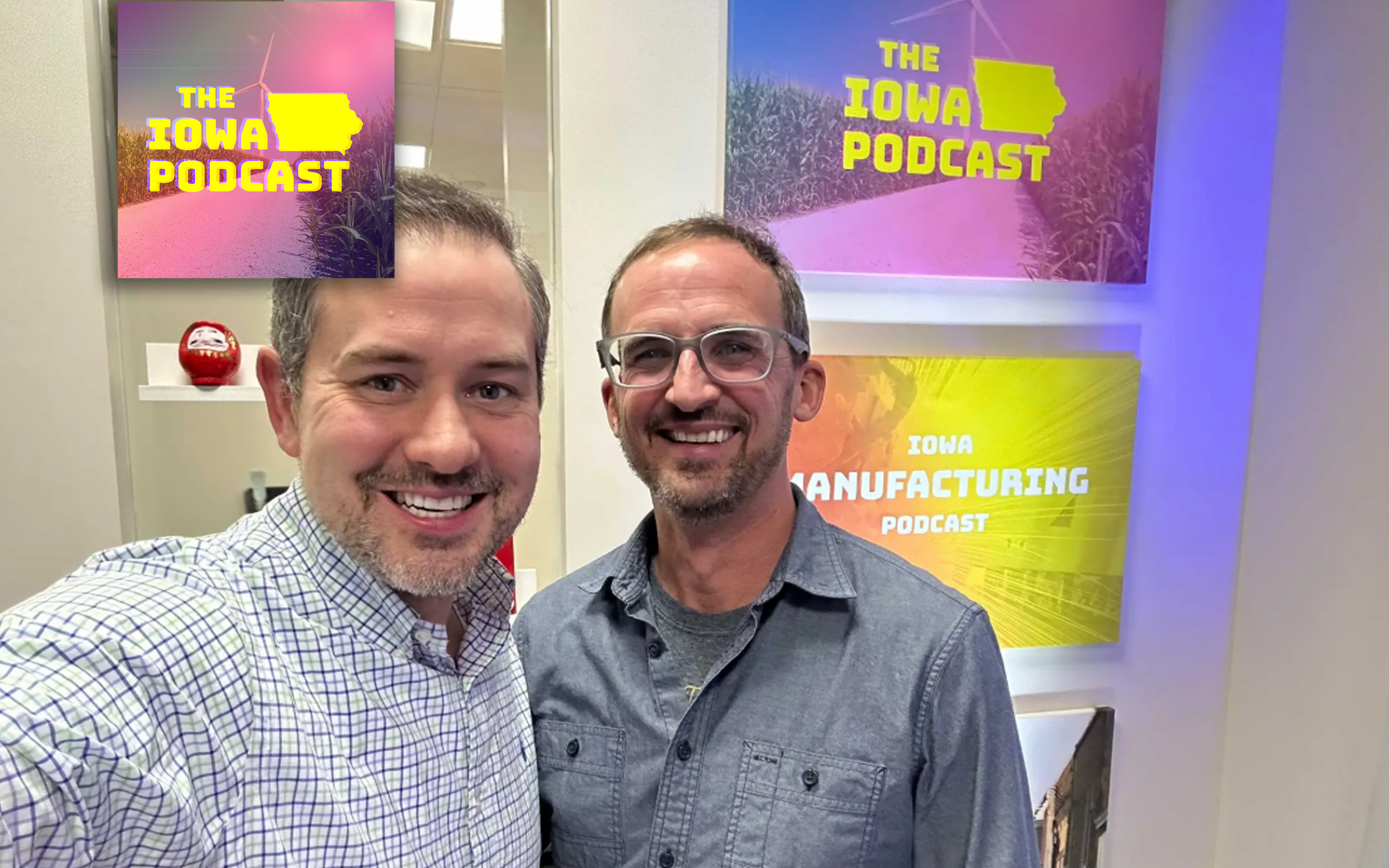 Ross Peterson in the Iowa Podcast studio with host, Justin Brady.