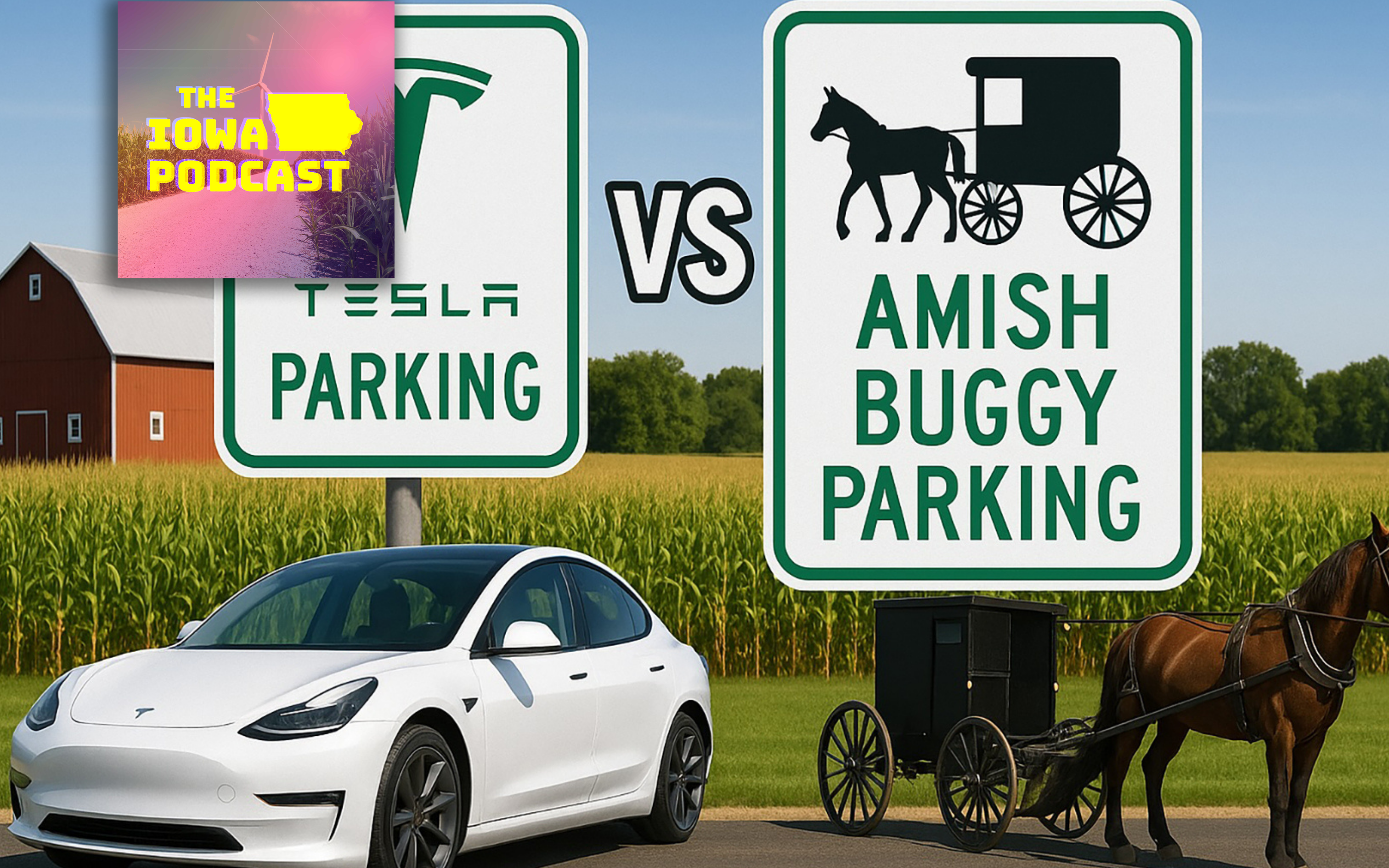 Iowa’s fastest Tesla Supercharger Has Amish Buggy Parking