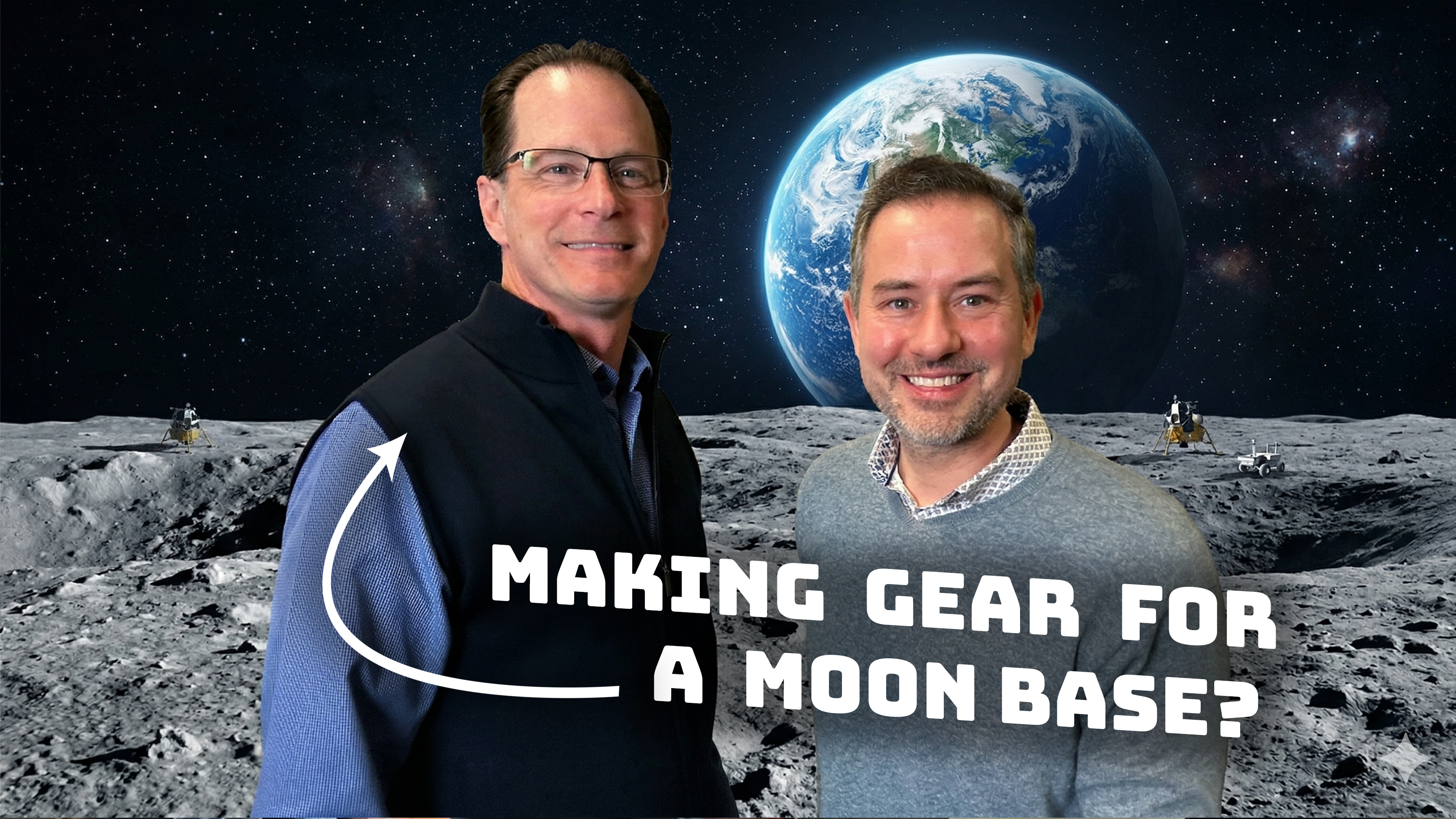 Jason Adringa, CEO of Vermeer and Justin Brady. This moon-scape background is Ai generated (obviously)